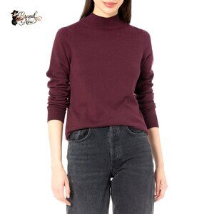 Lightweight Mockneck Sweater Pullover Regular Fit Cotton Blend Long Sleeve